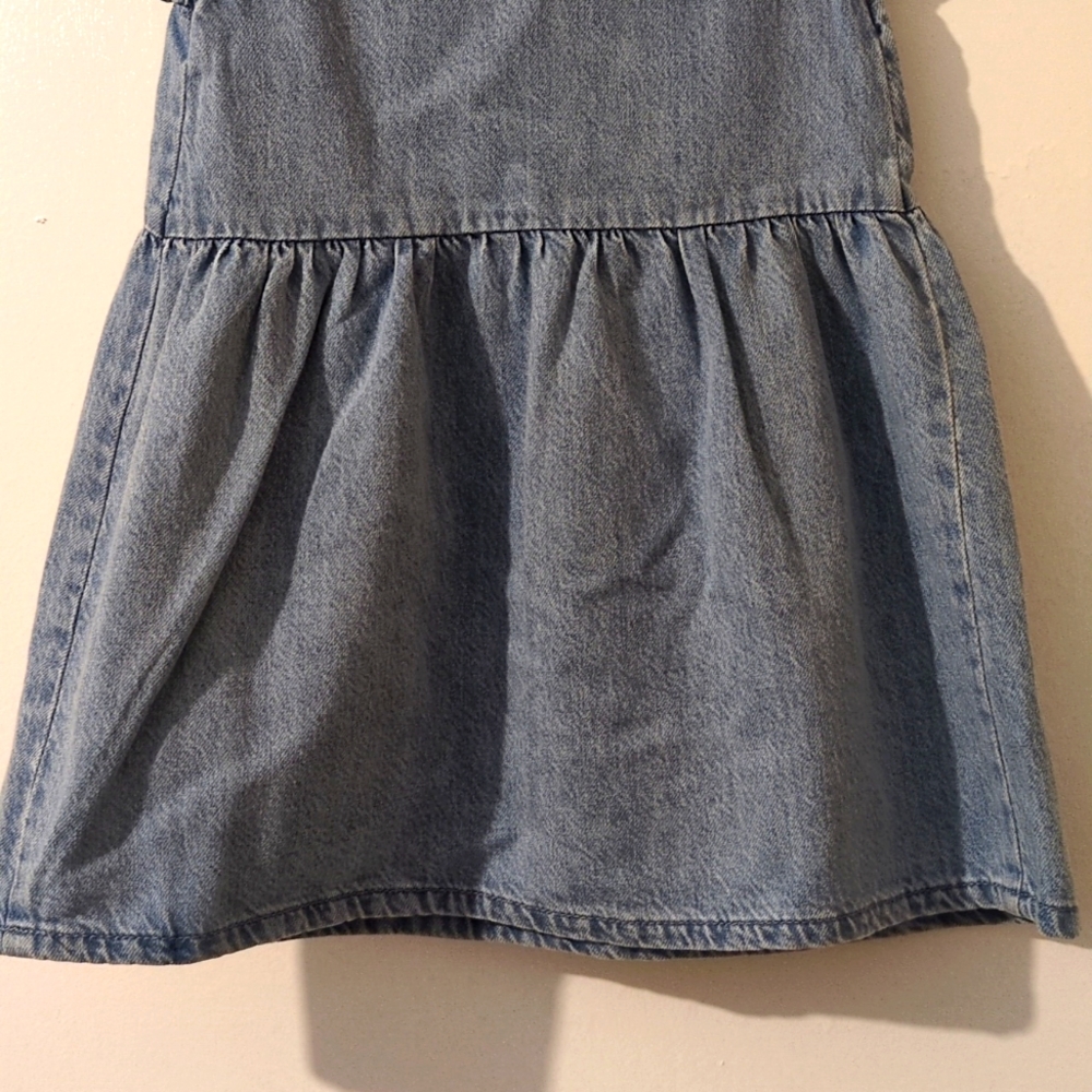 Zara Light Blue Denim Cotton Collar Open Front Top Dress/Headband 3-4 Years. - Picture 6 of 6